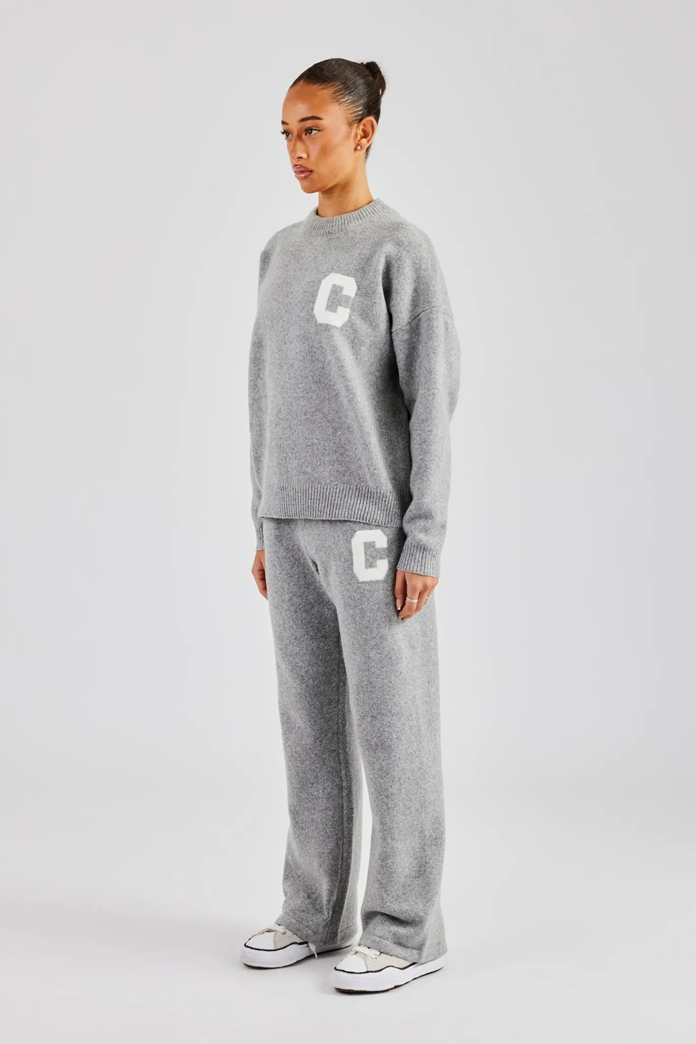 Women CLO-SET-KTW Knitted Sweatshirt Tracksuit - Grey