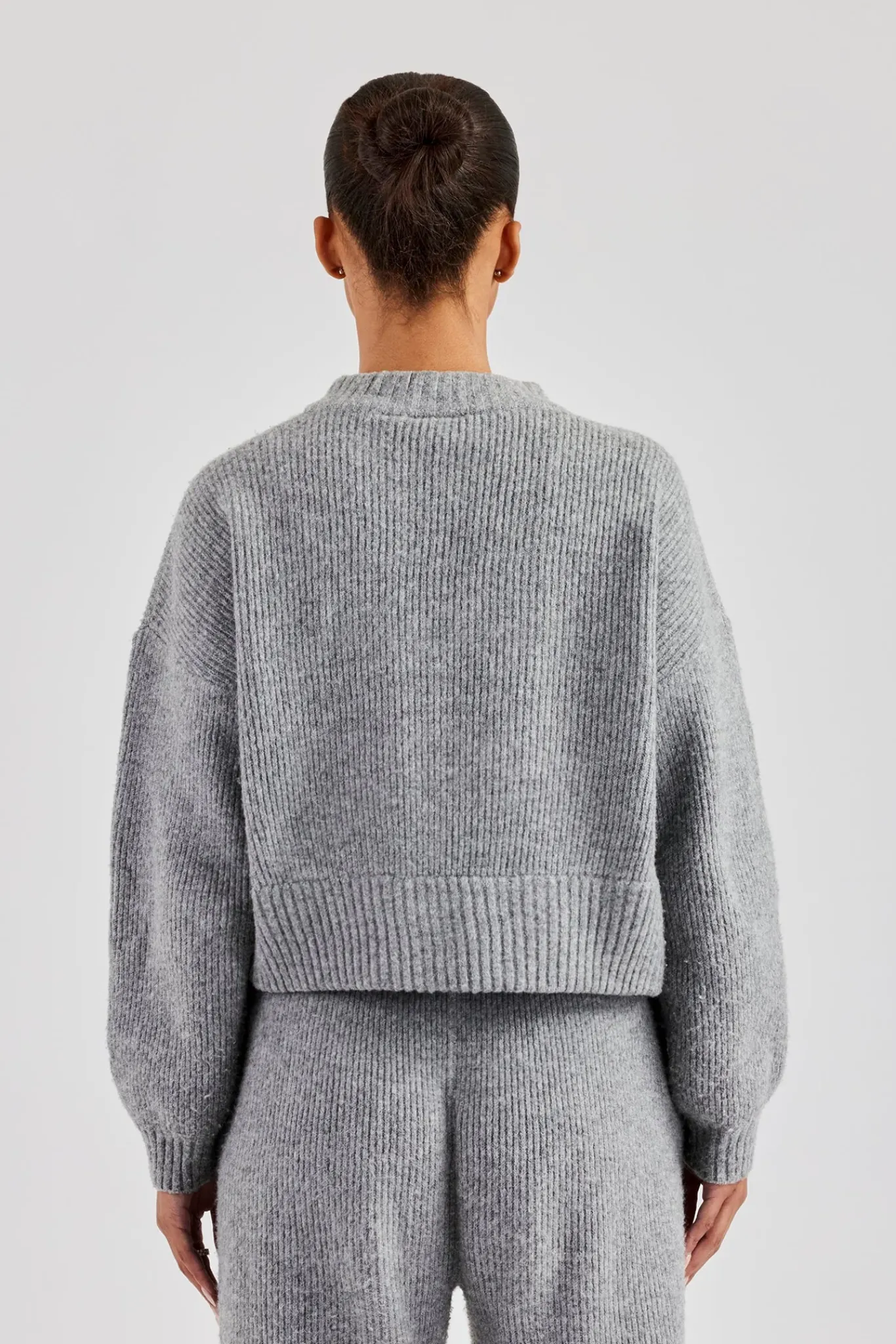 Women CLO-TOP-OUT-KTW Knitted Zip Front Bomber - Grey