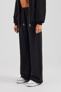 Women CLO-BOT-TRO Ladies Wide Leg Jogger - Black