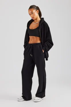 Women CLO-BOT-TRO Ladies Wide Leg Jogger - Black