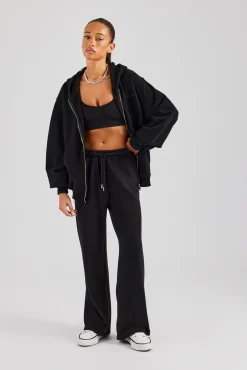 Women CLO-BOT-TRO Ladies Wide Leg Jogger - Black