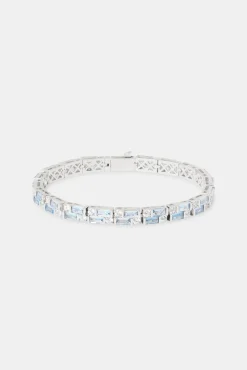 JWL-BRA Light Blue Double Baguette Stone Tennis Bracelet - 6mm