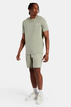 CLO-BOT Logo Embroidered Jersey Short - Sage