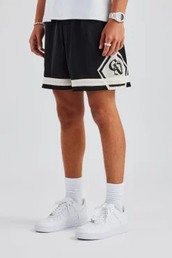 CLO-BOT Logo Panelled Mesh Short - Black