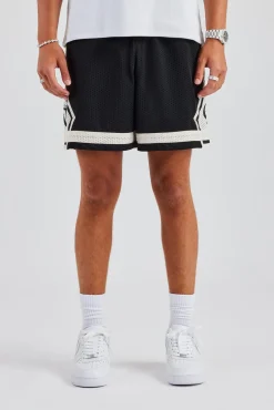 CLO-BOT Logo Panelled Mesh Short - Black