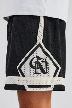 CLO-BOT Logo Panelled Mesh Short - Black
