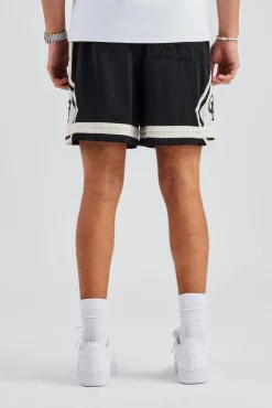 CLO-BOT Logo Panelled Mesh Short - Black