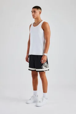 CLO-BOT Logo Panelled Mesh Short - Black