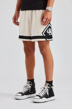 CLO-BOT Logo Panelled Mesh Short - Off White