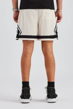 CLO-BOT Logo Panelled Mesh Short - Off White