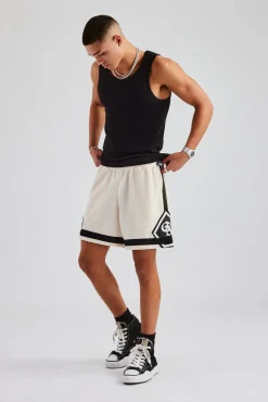 CLO-BOT Logo Panelled Mesh Short - Off White