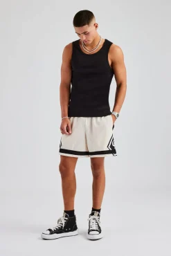 CLO-BOT Logo Panelled Mesh Short - Off White