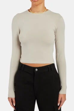 Women CLO-TOP-TEE Long Sleeve Top - Stone