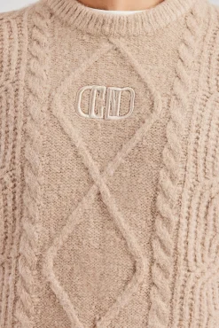 CLO-TOP-HS-SWE-KTW Mens Cable Knit Vest - Stone