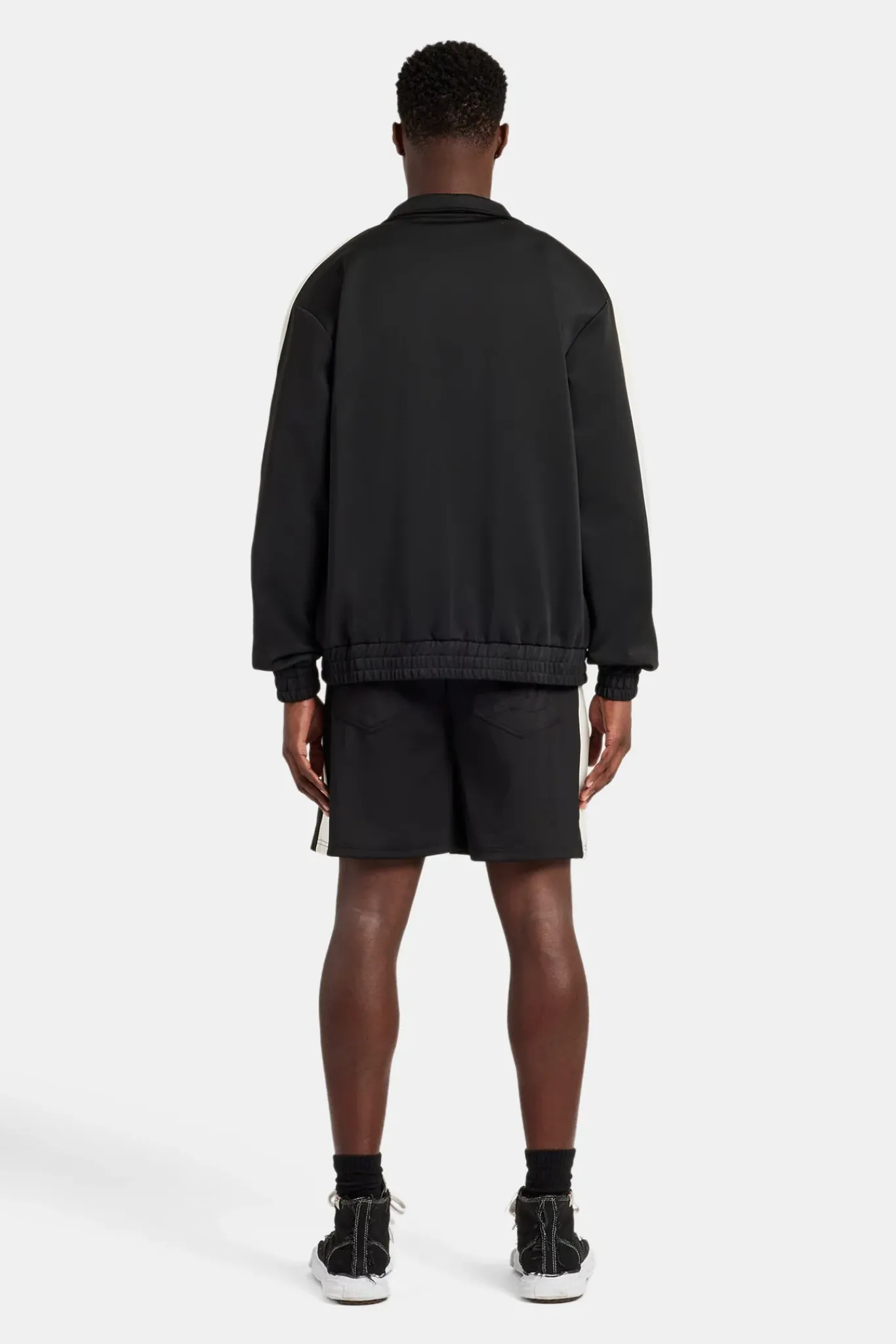 CLO-SET Mens Contrast Panel Track Jacket & Short Set - Black