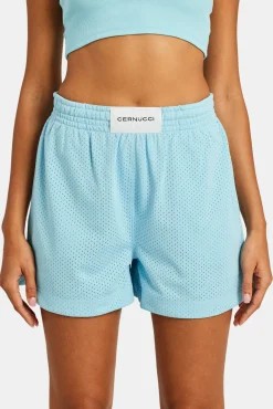 Women CLO-BOT Mesh Shorts With Label - Blue