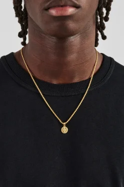 JWL-PEND Micro Compass Rope Necklace - 12mm - Gold