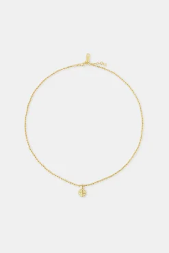 JWL-PEND Micro Compass Rope  Necklace - 12mm - Gold