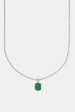 JWL-PEND Micro Green Malachite Rope Necklace - 12mm