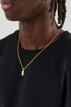 JWL-PEND Micro Polished Bar Rope Necklace - 15mm - Gold
