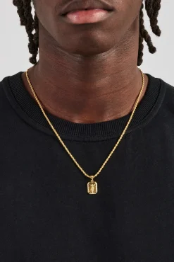 JWL-PEND Micro Polished Crucifix Rope Necklace - 15mm Gold