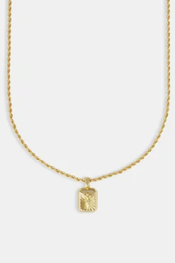 JWL-PEND Micro Polished Crucifix Rope Necklace - 15mm Gold