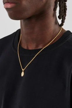 JWL-PEND Micro Polished St Christopher Rope Necklace - 15mm - Gold