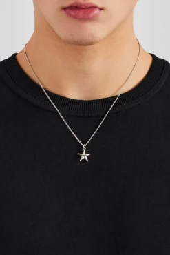JWL-PEND Micro Polished Star Cuban Necklace - 15mm