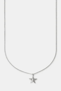 JWL-PEND Micro Polished Star Cuban Necklace - 15mm