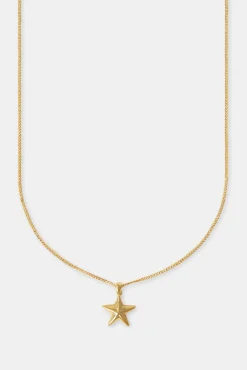 JWL-PEND Micro Polished Star Cuban Necklace - 15mm - Gold