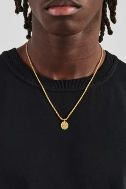 JWL-PEND Micro Polished Starburst Rope Necklace - 15mm - Gold