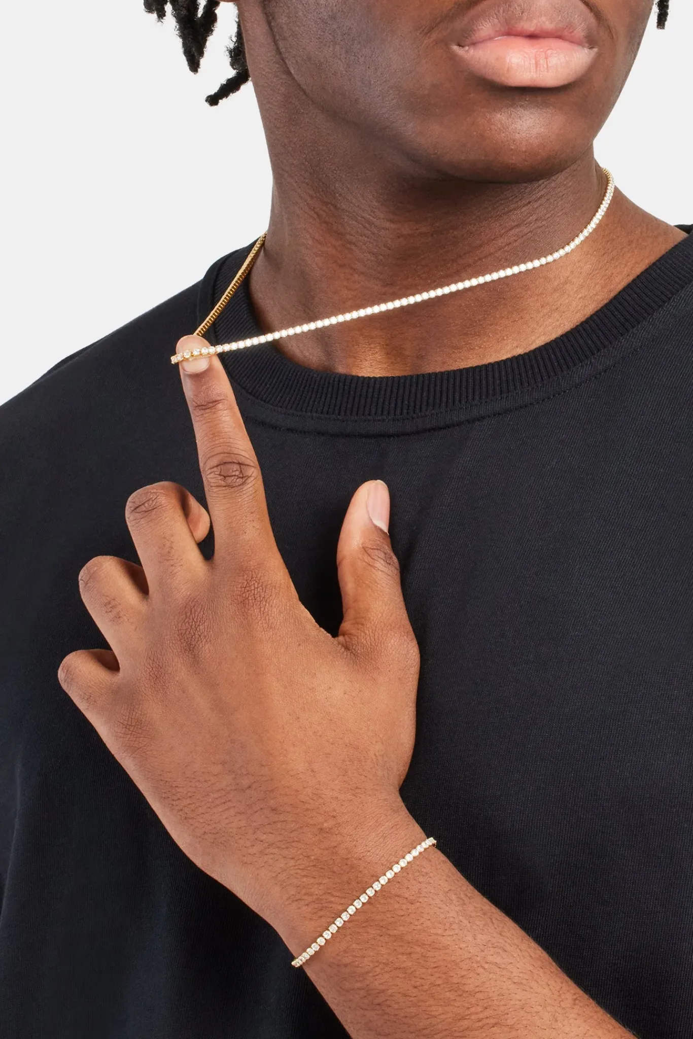 JWL-BUND Micro Tennis Chain & Bracelet - Gold
