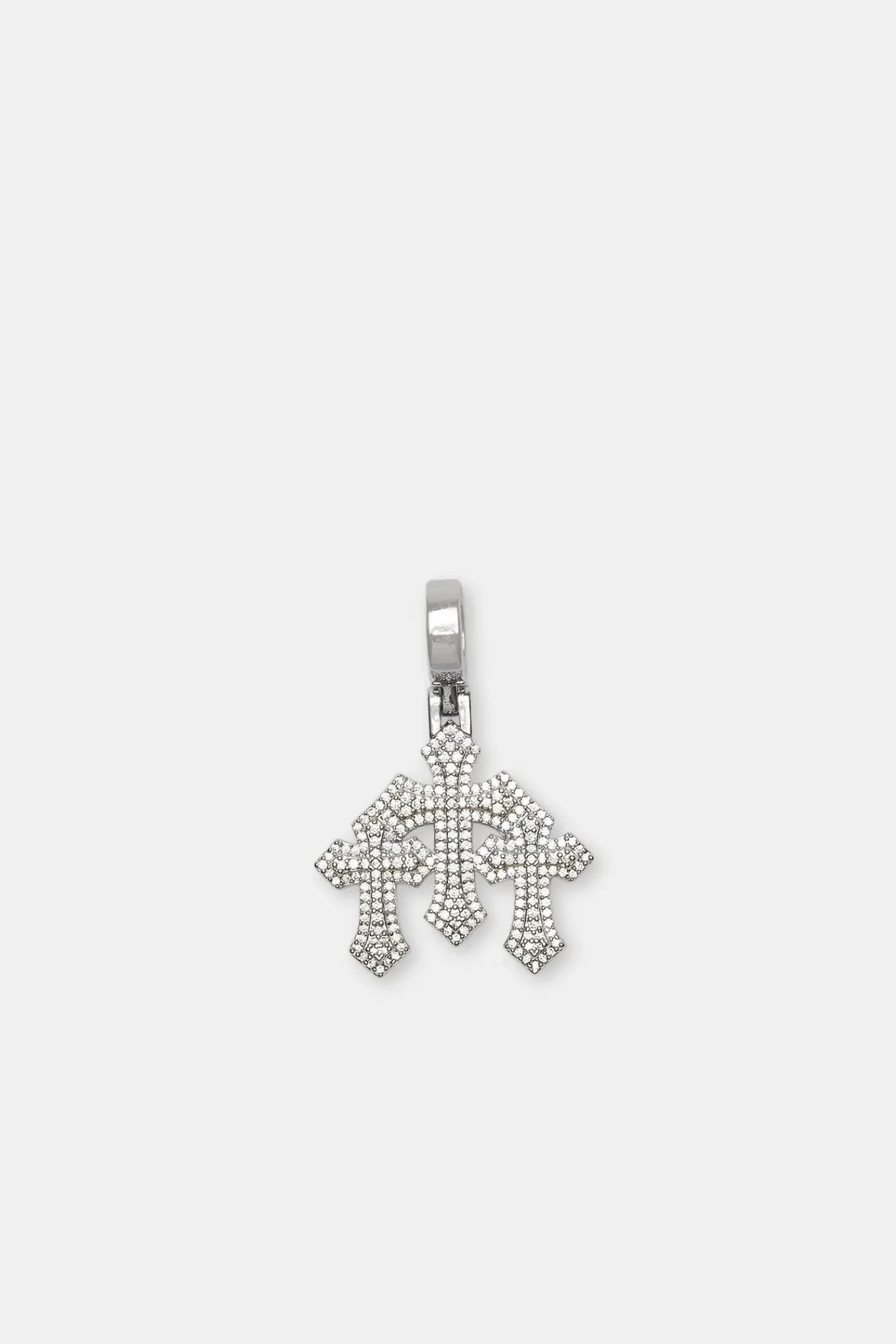 JWL-BUND Micro Triple Cross Pendant & 3mm Tennis Chain - White