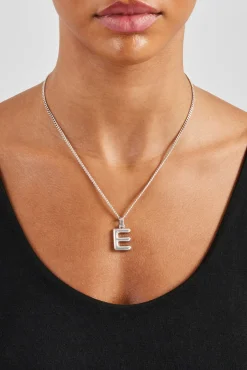 Women JWL-PEND Mini Polished Balloon Letter Pendant & 3mm Micro Cuban Chain - White