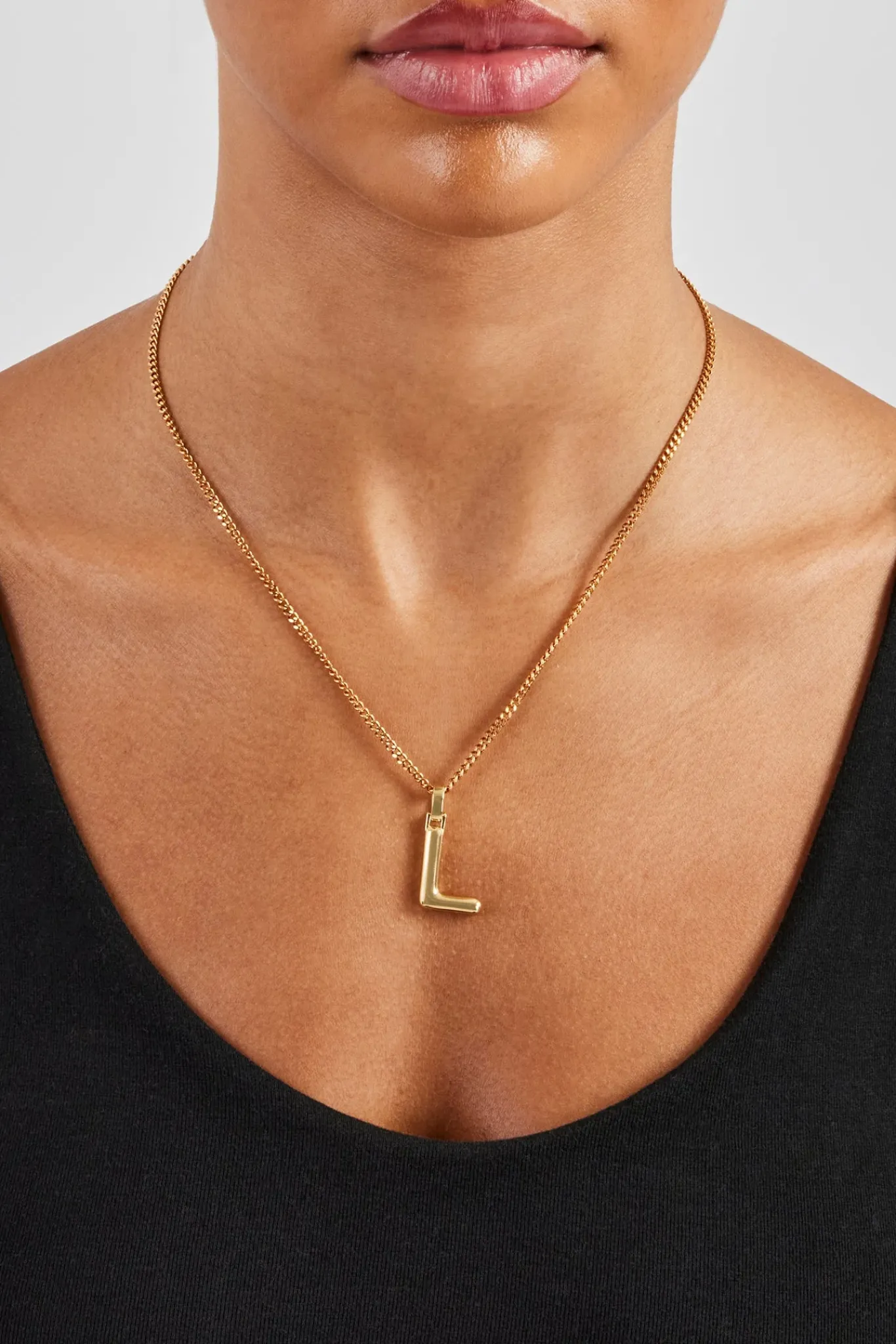 Women JWL-PEND Mini Polished Balloon Letter Pendant & 3mm Micro Cuban Chain - Gold