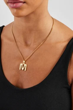 Women JWL-PEND Mini Polished Balloon Letter Pendant & 3mm Micro Cuban Chain - Gold
