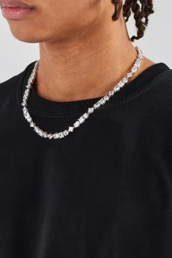 JWL-CHN Mixed Shape Clear Stone Tennis Chain - 6mm