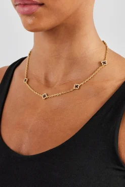 Women JWL-CHN 10mm Chocolate Enamel Motif Rolo Link Chain - Gold