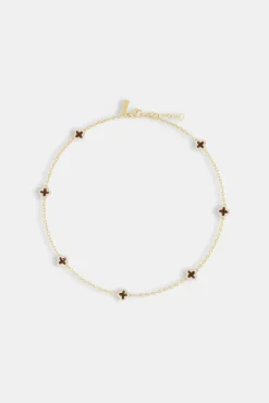 Women JWL-CHN 10mm Chocolate Enamel Motif Rolo Link Chain - Gold
