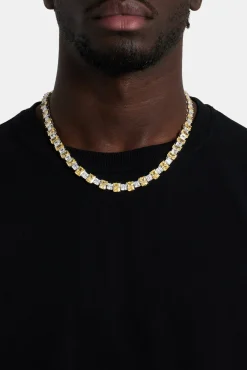 JWL-CHN 10mm Clear & Yellow Square Tennis Chain