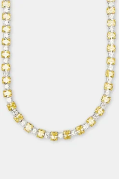 JWL-CHN 10mm Clear & Yellow Square Tennis Chain
