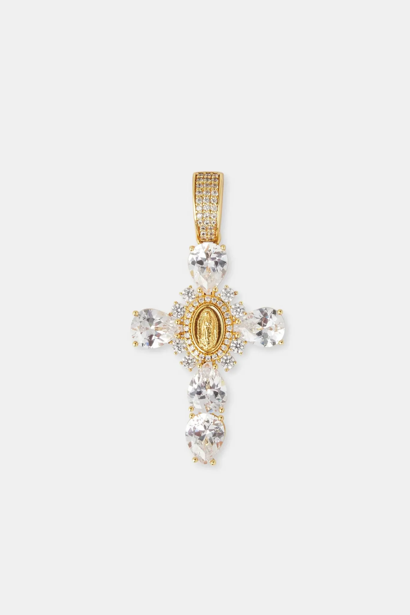 Women JWL-PEND 25mm Clear Cross Pendant - Gold