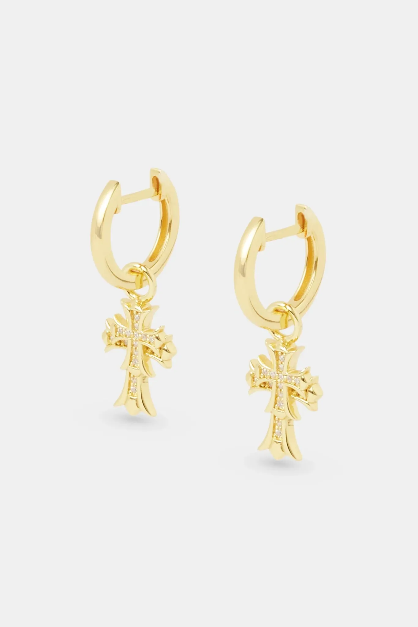 Women JWL-EAR 14mm Double Cross Hoop Earrings - Gold