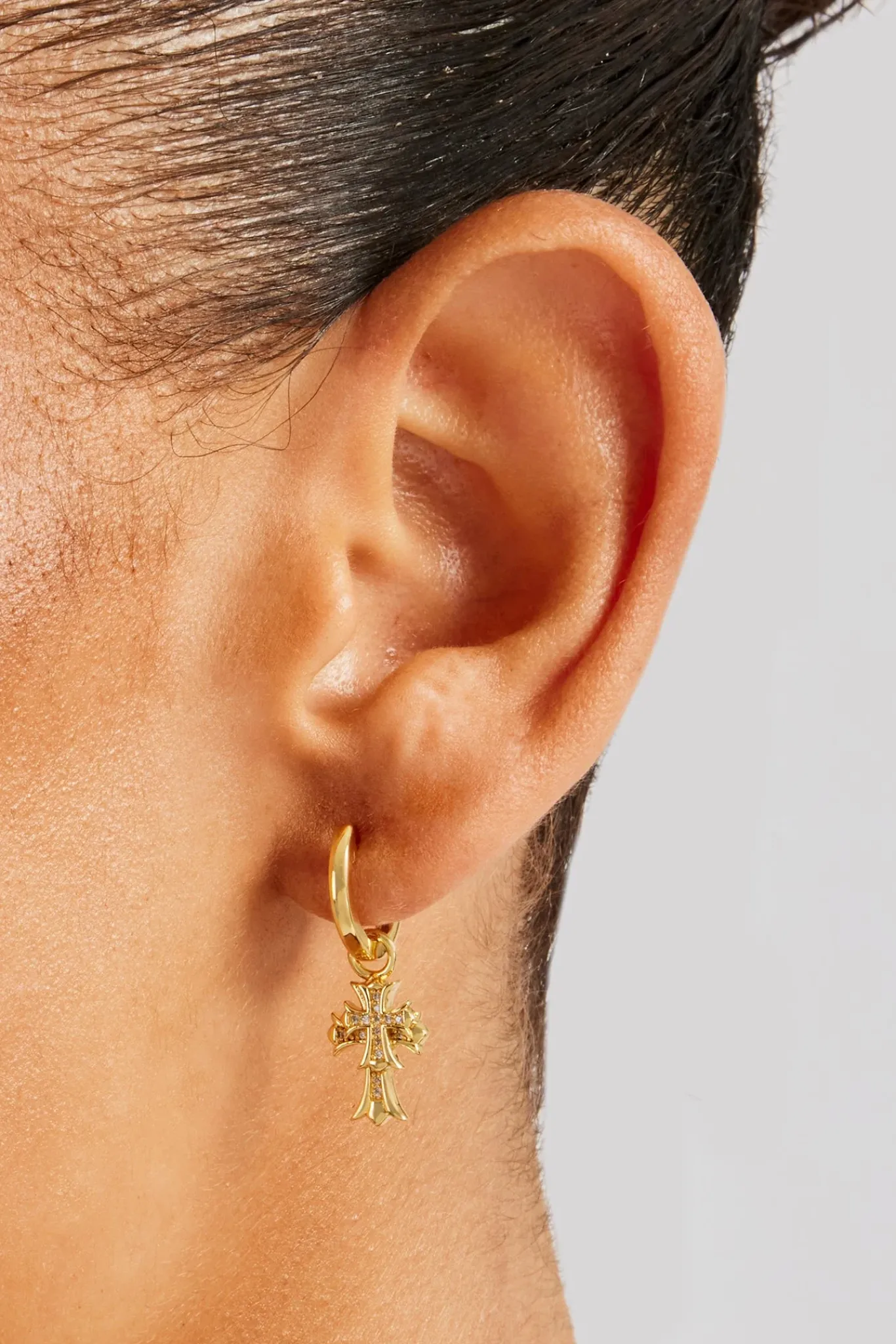 Women JWL-EAR 14mm Double Cross Hoop Earrings - Gold