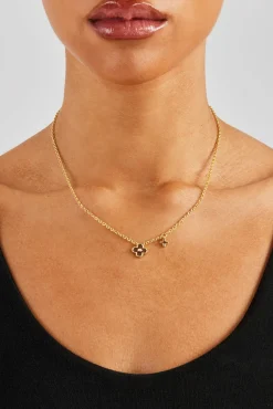 Women JWL-NECK 10mm Double Motif Enamel Necklace - Chocolate