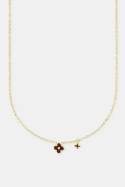 Women JWL-NECK 10mm Double Motif Enamel Necklace - Chocolate