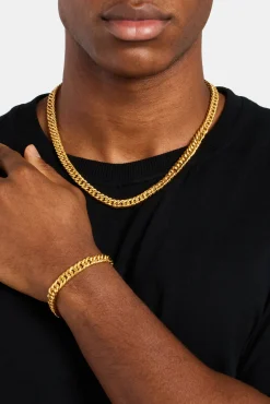 JWL-BRA 8mm Gold Plated Square Cuban Bracelet