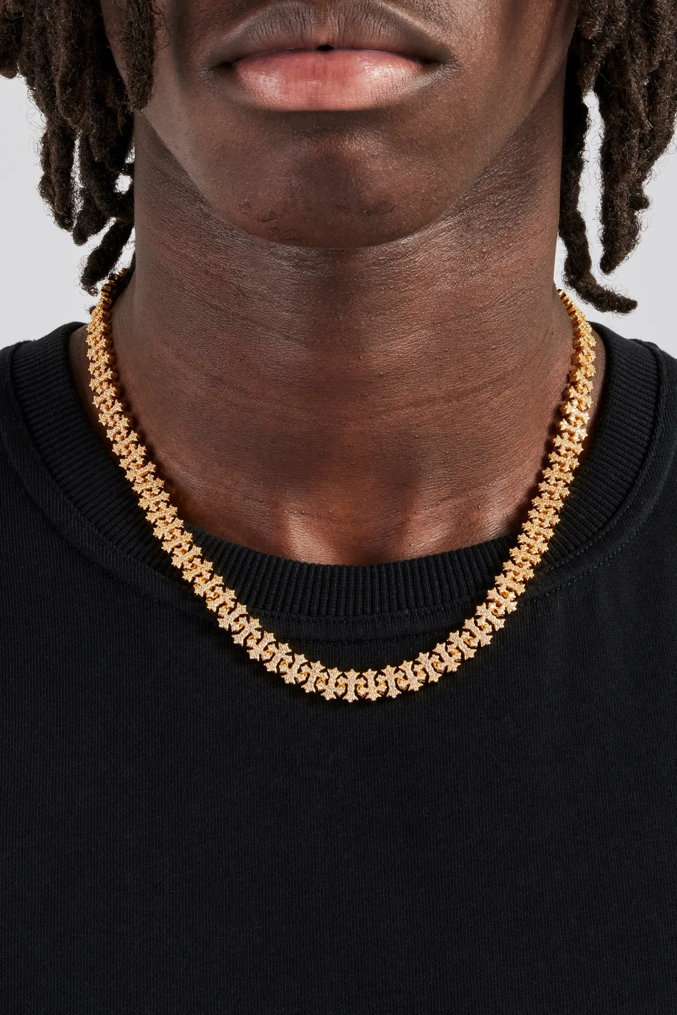 JWL-CHN 10mm Iced Alternating Cross Chain
