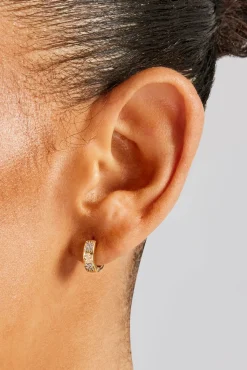 Women JWL-EAR 10mm Iced Engraved Pave Huggies