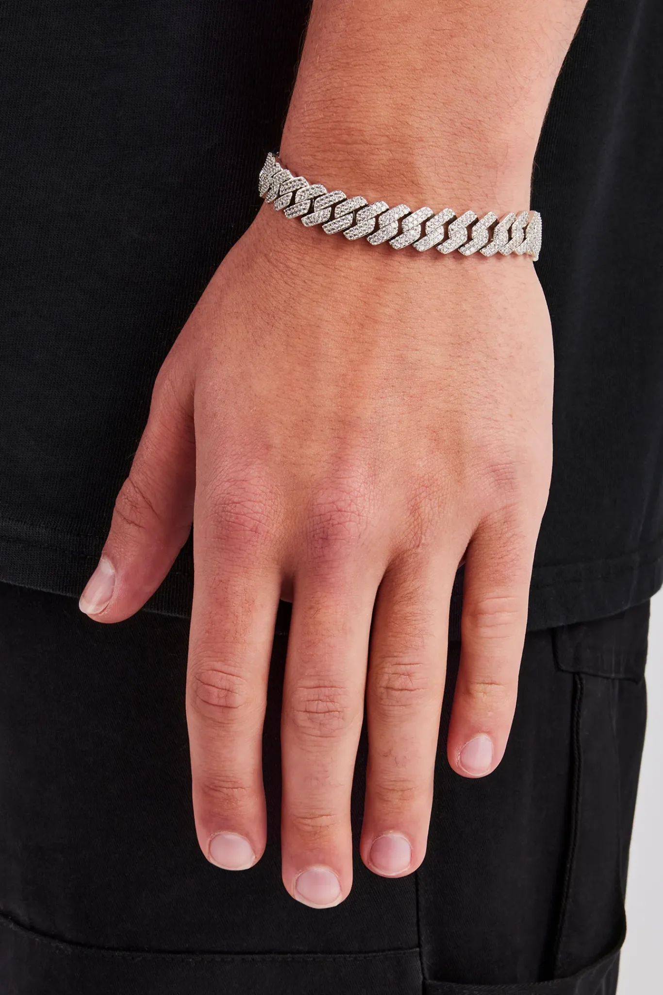 JWL-BRA 10mm Iced Prong Link Bracelet